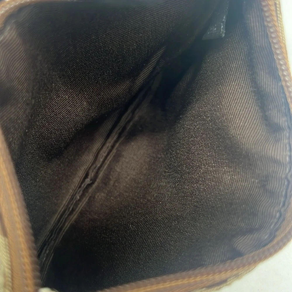 Coach Vintage Signature Monogram Wristlet Cosmetic Case Pouch Leather and Canvas